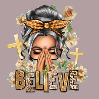 Silver White Believe Praying Caucasian Messy Bun Vintage Hoodie | Teevron