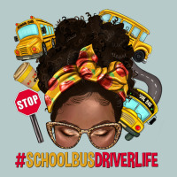 School Bus Driver Life Afro Messy Bun Heavy Core Tee | Teevron