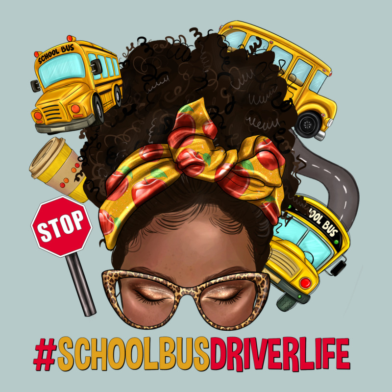 School Bus Driver Life Afro Messy Bun Heavy Core Tee by NancyCooperArtShop | Teevron