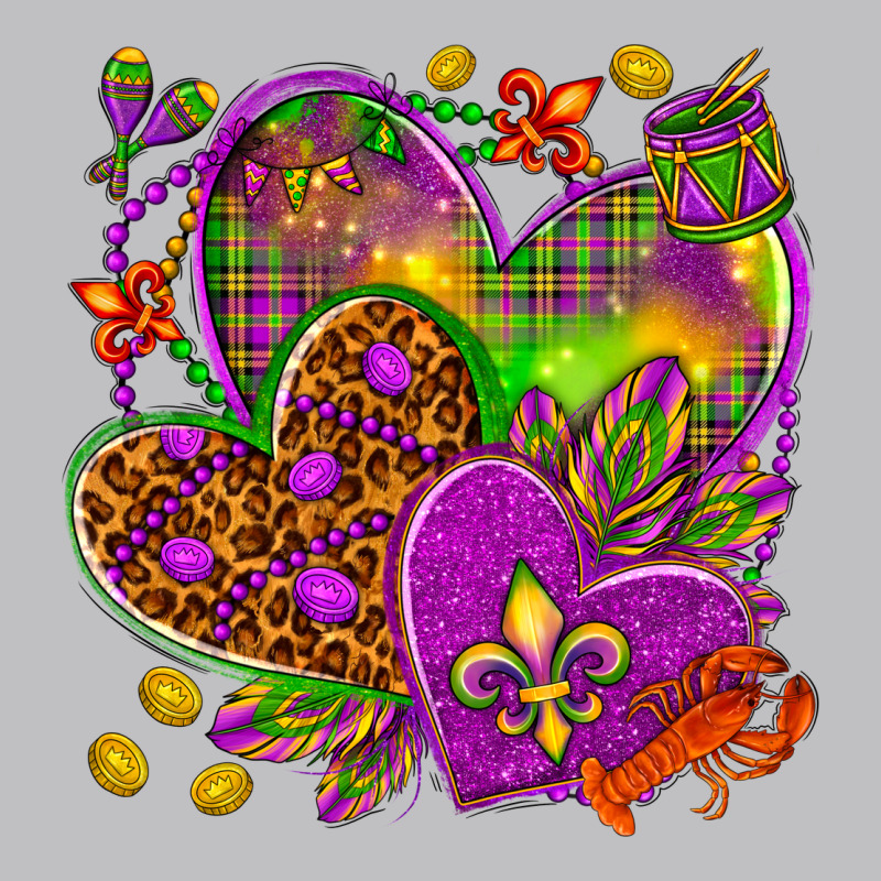 Mardi Gras Hearts Long Sleeve Tee by HowdyJamesFarm | Teevron