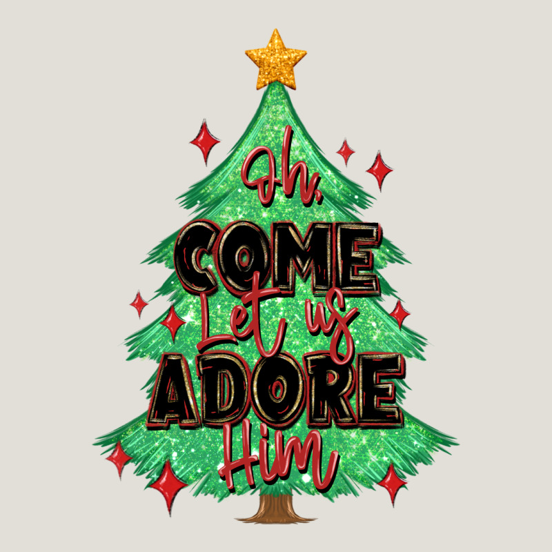 Oh Come Let Us Adore Him Christmas Tree Heavy Core Tee by MaliasSmallBusiness | Teevron
