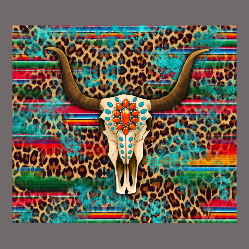 Western Serape Leopard Bull Skull Turquoise Urban Hoodie by Artiststas | Teevron