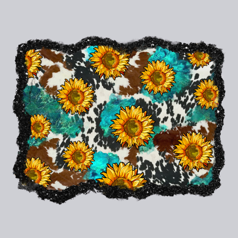 Cowhide  Turquoise Sunflowers Pattern Olivia Heavyweight Sweatshirt by OliviaCreatesArt | Teevron