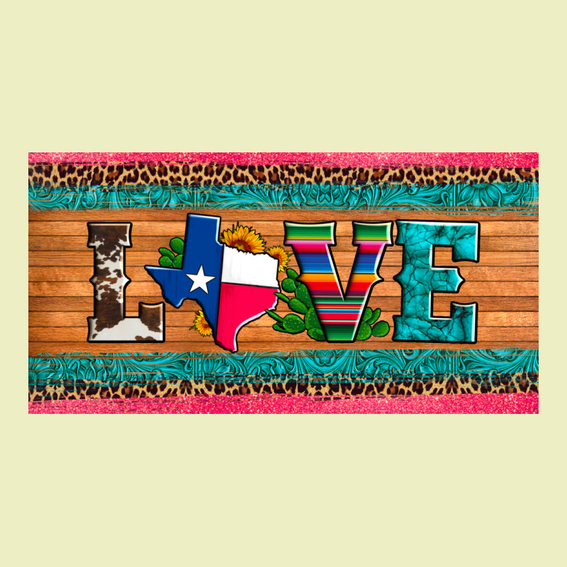 Love Texas Sunflowers Cactus Cowhide License Plate Urban Hoodie by Artiststas | Teevron
