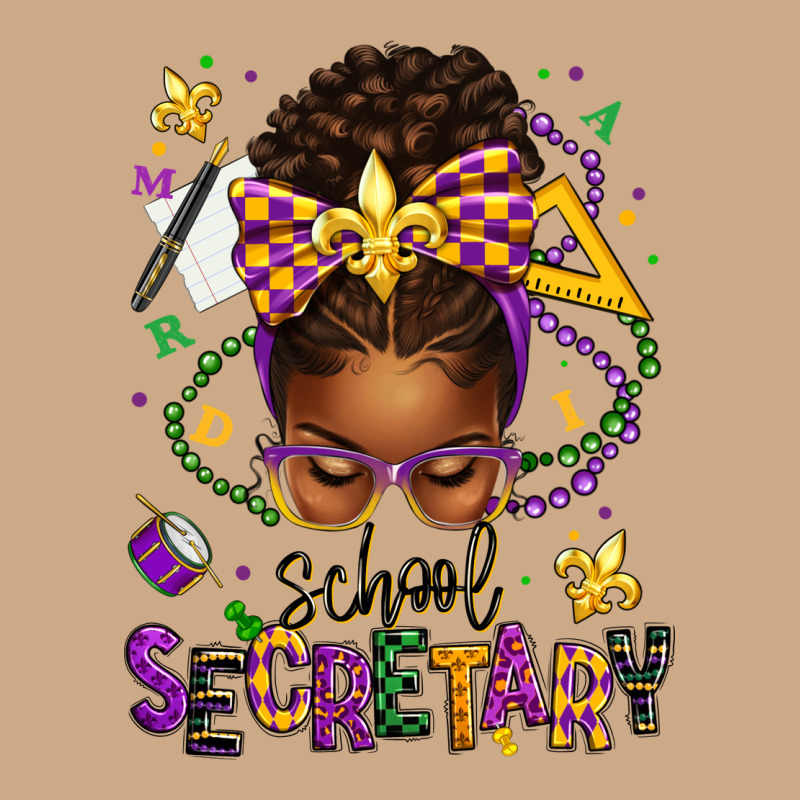 Mardi Gras School Secretary Afro Messy Bun Vintage Hoodie by texasbilliewilder | Teevron