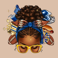 Blue And Gold American Football Afro Messy Bun Urban Heavy Tee | Teevron