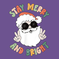 Funny Groovy Stay Merry And Bright Christmas Santa Claus T Shirt Vintage Tee | Teevron
