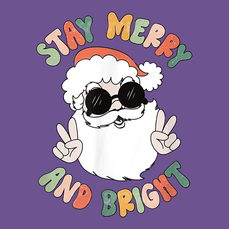 Funny Groovy Stay Merry And Bright Christmas Santa Claus T Shirt Vintage Tee by ArtMosaic | Teevron