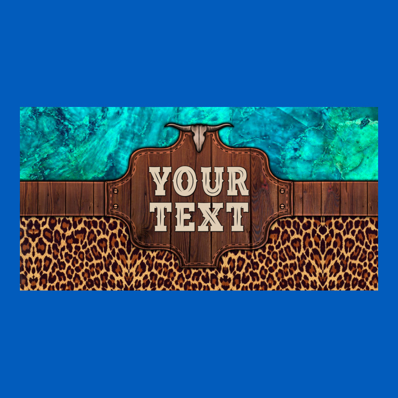 Preview Custom Name Turquoise Stone Leopard Bull Skull License Plate Urban Hoodie by Artiststas | Teevron