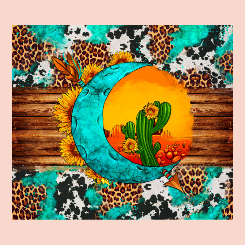 Sunflower Desert Cactus Turquoise Crescent Urban Hoodie by Artiststas | Teevron