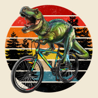 T Rex Dinosaur Riding Bicycle With Retro Forest Sunset Premium Tee | Teevron