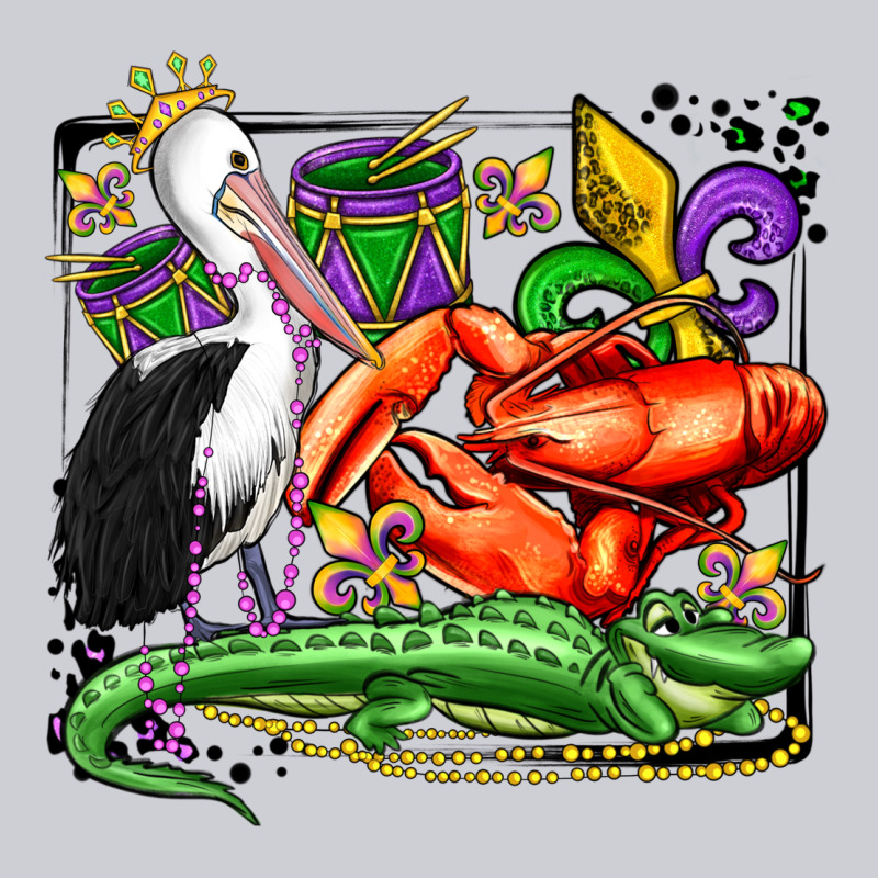 Mardi Gras Pelican Crawfish Crocodile Heavyweight Sweatshirt by OliviaCreatesArt | Teevron