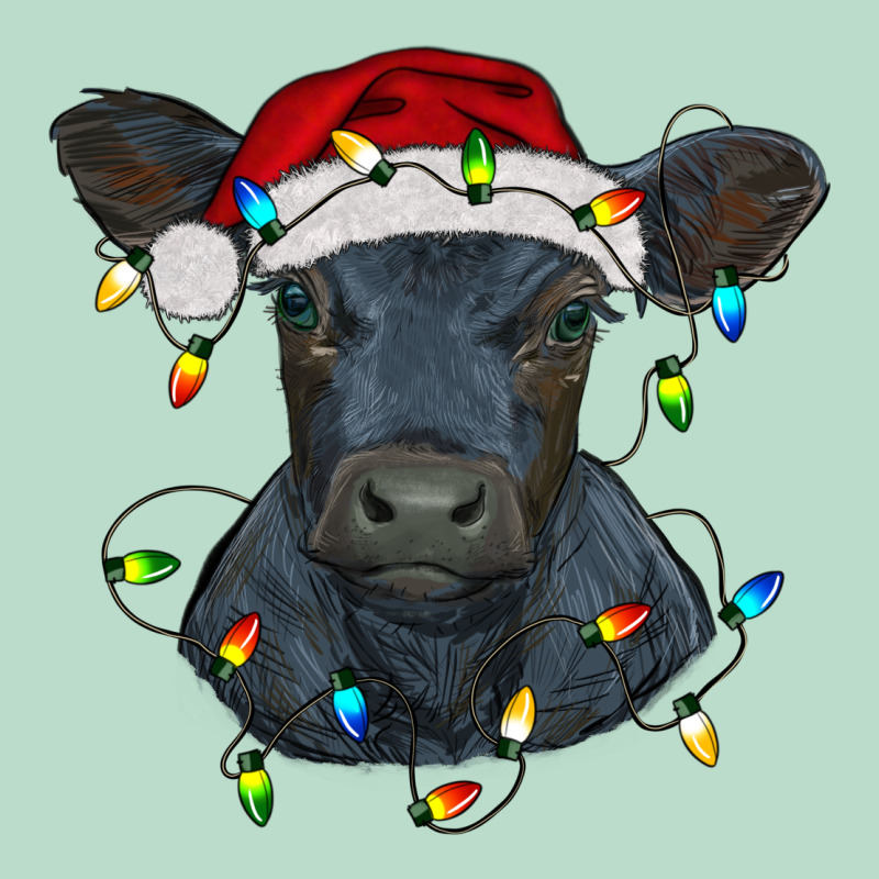 Christmas Baby Black Angus Calf With Lights Premium Hoodie by RanaPortraitStore | Teevron