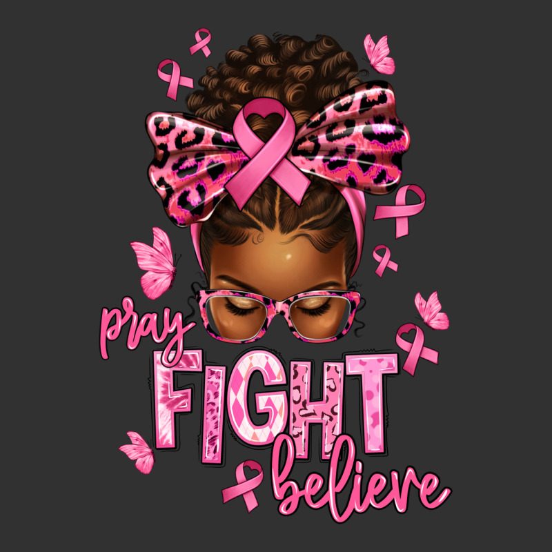 Pray Fight Believe Breast Cancer Afro Messy Urban Heavy Tee by texasbilliewilder | Teevron