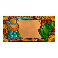 custom cowboy boots aztec sunflowers leopard license plate | Teevron