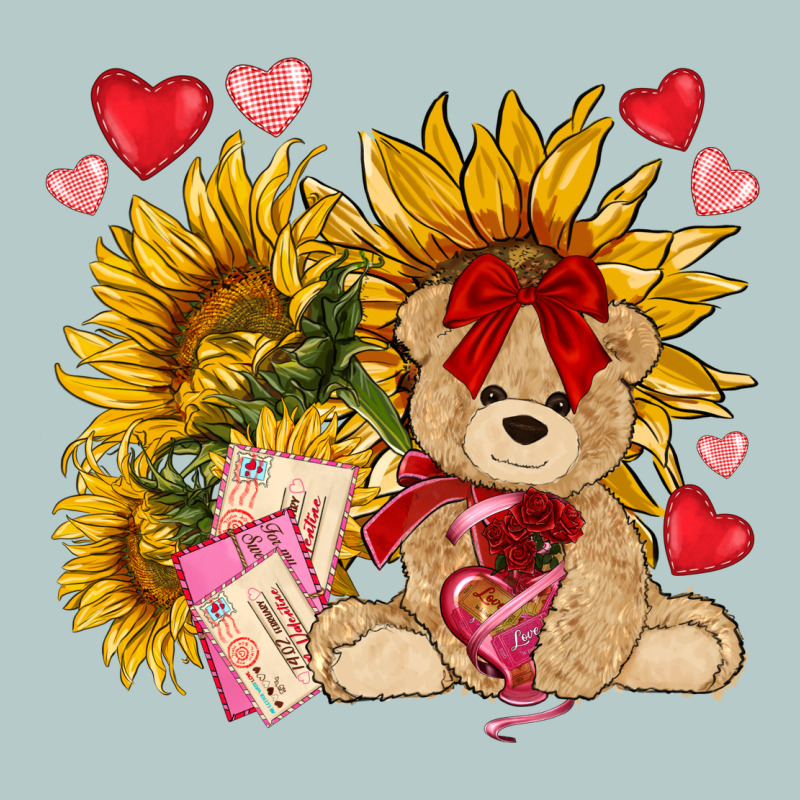 Valentines Day Sunflowers With Bear Hjf Heavy Core Tee by NancyCooperArtShop | Teevron