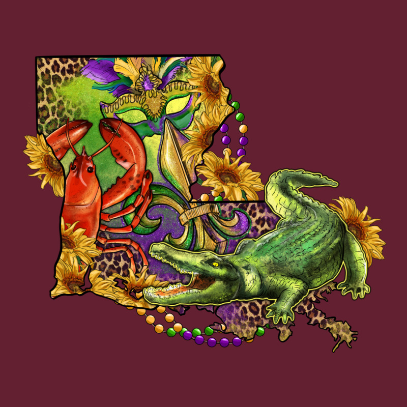 Louisiana Map With Mardi Gras Crocodile Classic Tee by RanaPortraitStore | Teevron