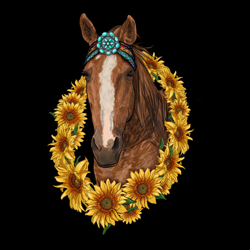 Brown Horse With Gemstone And Sunflowers Ladies Tee by RanaPortraitStore | Teevron