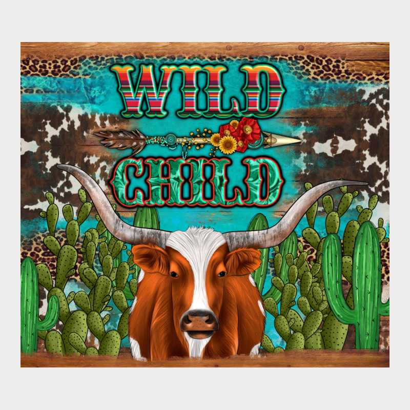 Whild Child Longhorn  Cactus Cowhide Urban Hoodie by Artiststas | Teevron