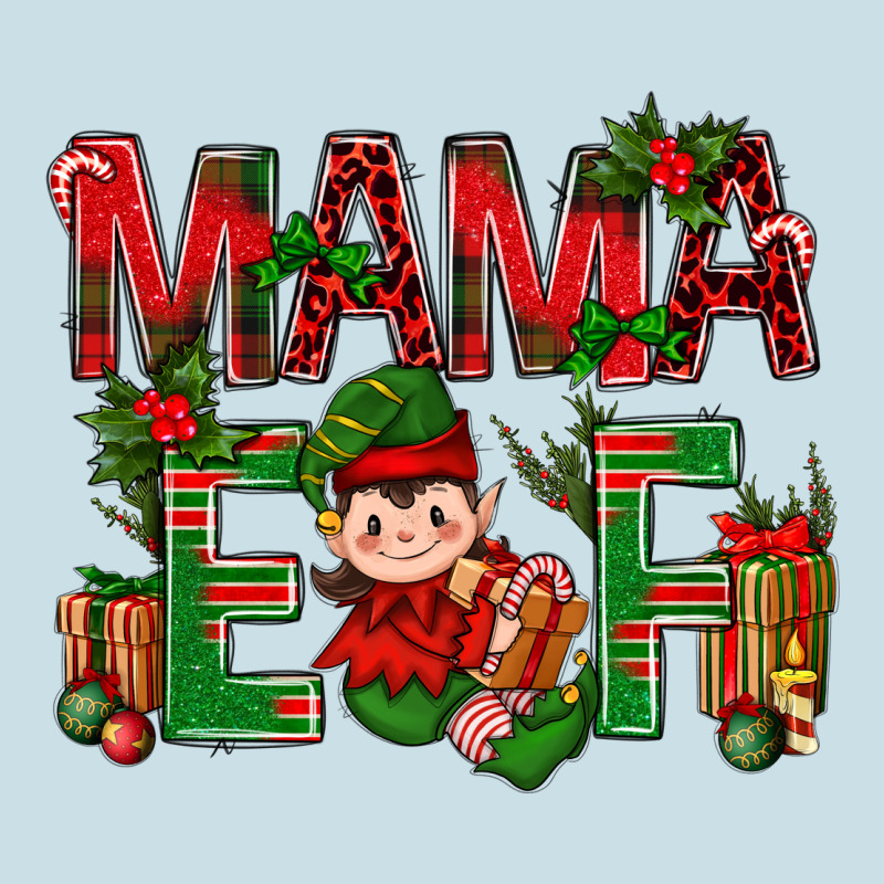 Mama Elf With Gift Christmas Ladies Tee by NancyCooperArtShop | Teevron