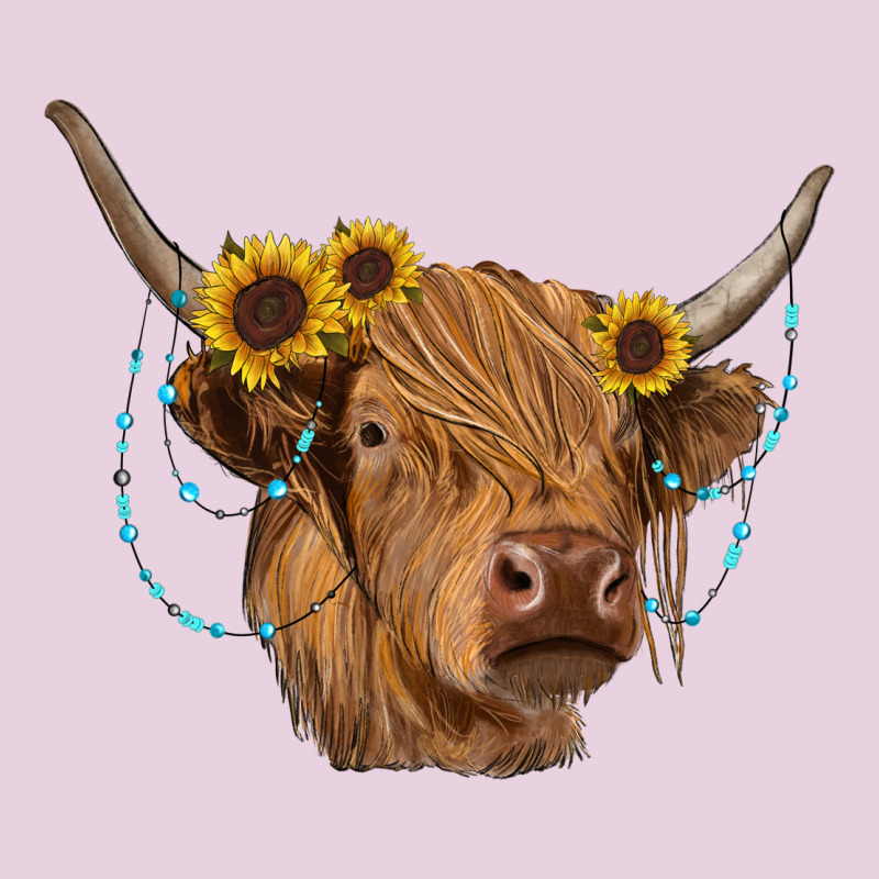 Highland Cow With Sunflowers Turquoise Ladies Tee by RanaPortraitStore | Teevron
