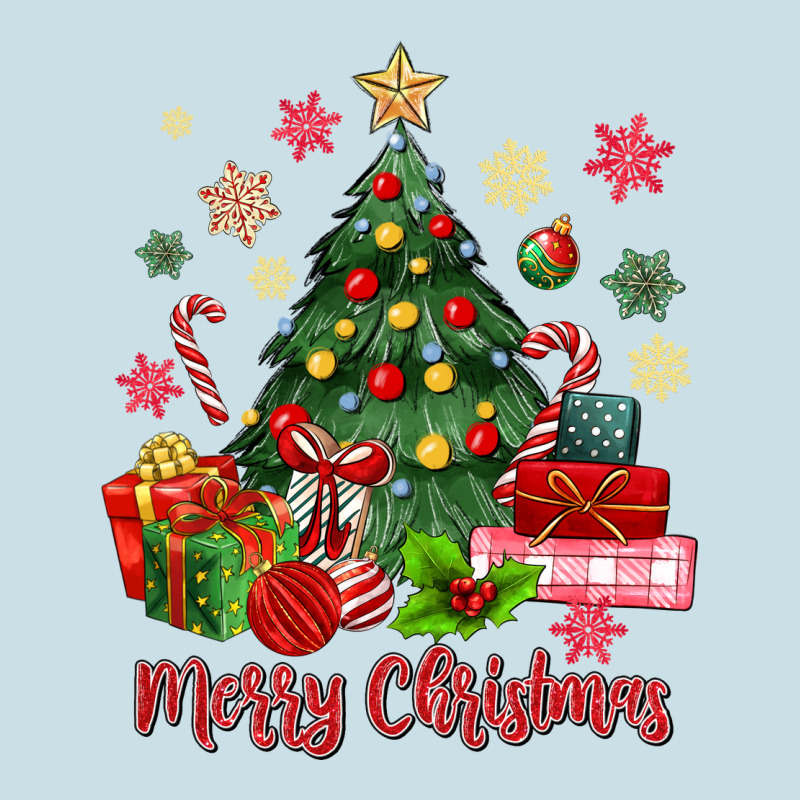 Merry Christmas Tree With Gift Box Ladies Tee by MaliasSmallBusiness | Teevron