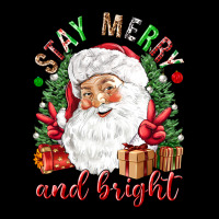 Stay Merry And Bright Christmas With Santa Ladies Tee | Teevron
