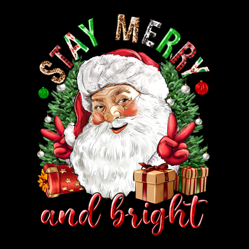 Stay Merry And Bright Christmas With Santa Ladies Tee by NancyCooperArtShop | Teevron