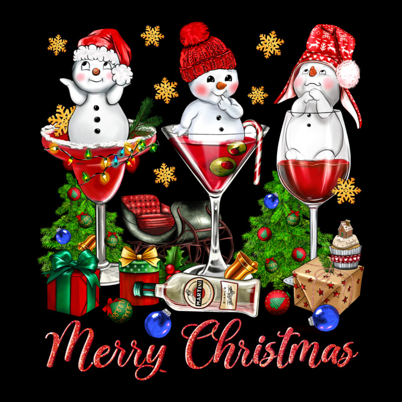 Merry Christmas Wine And Cocktails Ladies Tee by NancyCooperArtShop | Teevron