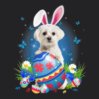 Bunny Maltese With Egg Basket Easter Flower Hunting Egg Vintage Tee | Teevron