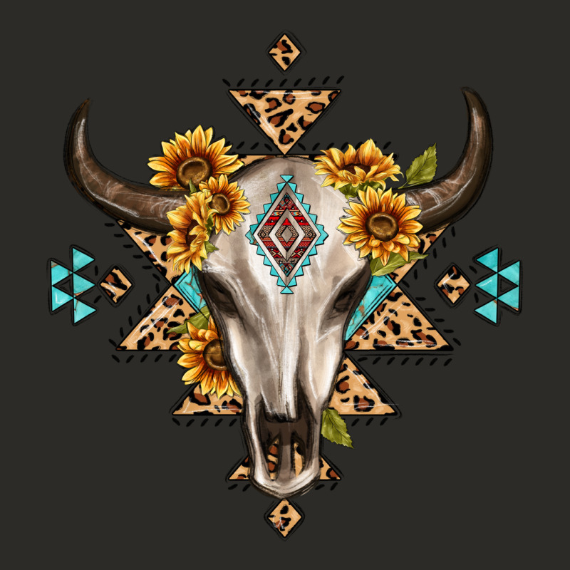 Bull Skull With Aztec Sunflower Leopard Heavy Core Tee by MaliasSmallBusiness | Teevron