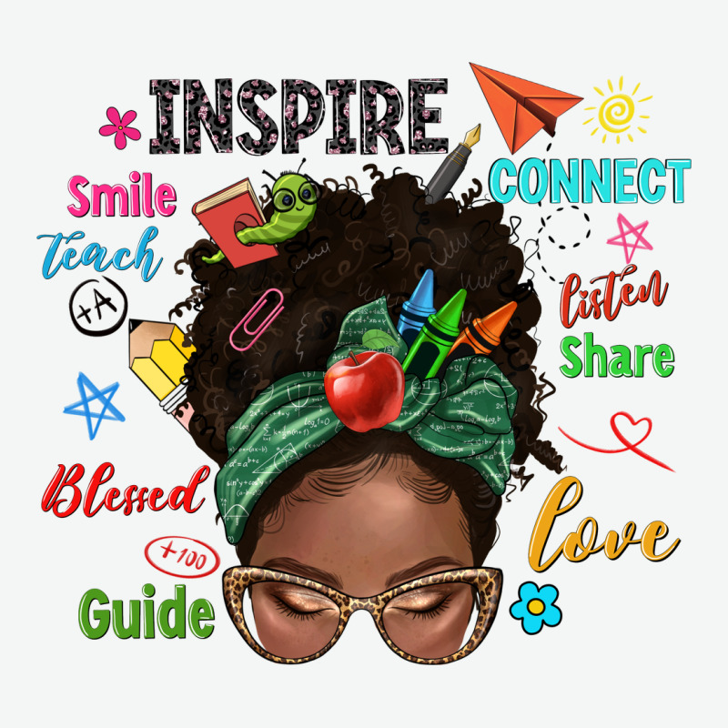 Afro Messy Bun Teach Inspire Love Teacher Blessed Urban Heavy Tee by NancyCooperArtShop | Teevron