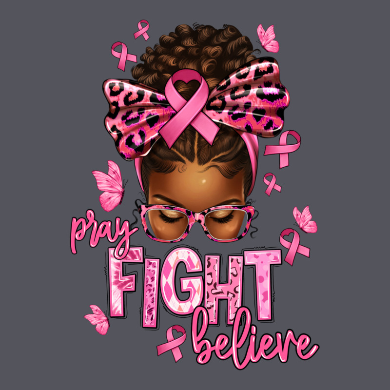 Pray Fight Believe Breast Cancer Afro Messy Vintage Hoodie by texasbilliewilder | Teevron