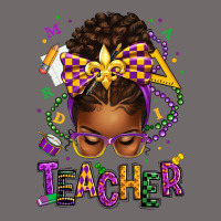 Mardi Gras Teacher Afro Messy Bun Urban Heavy Tee | Teevron