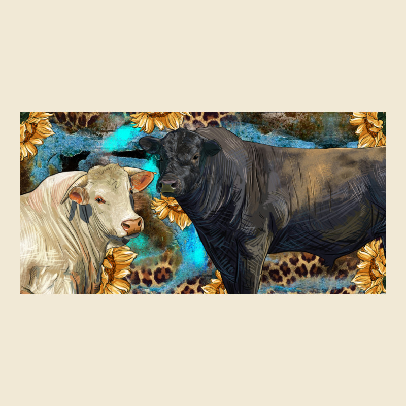 Charolais And Black Angus Bull With Sunflower And Leopard Premium Tee by RanaPortraitStore | Teevron