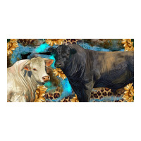 Charolais and black angus bull with sunflower and leopard | Teevron