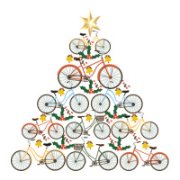 bicycle christmas tree funny biker bicyclist xmas for family long slee | Teevron