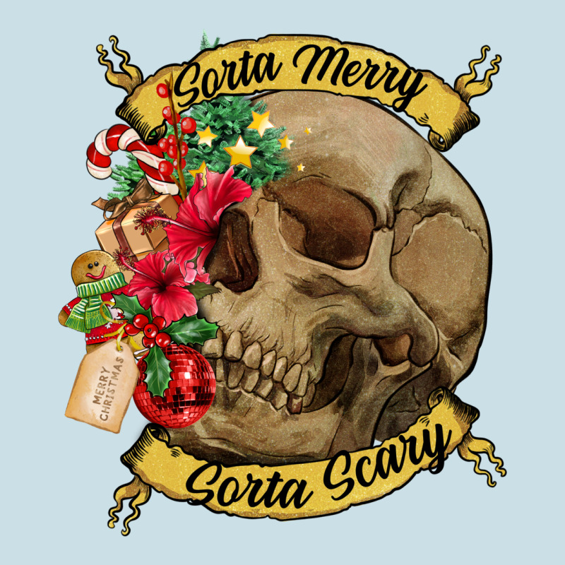 Sorta Merry Sorta Scary Skull Ladies Tee by NancyCooperArtShop | Teevron