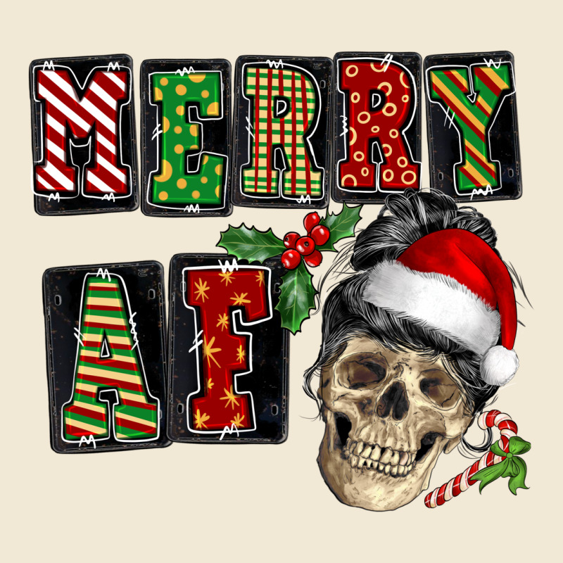 Merry Af Skeleton Messy Bun Premium Tee by NancyCooperArtShop | Teevron