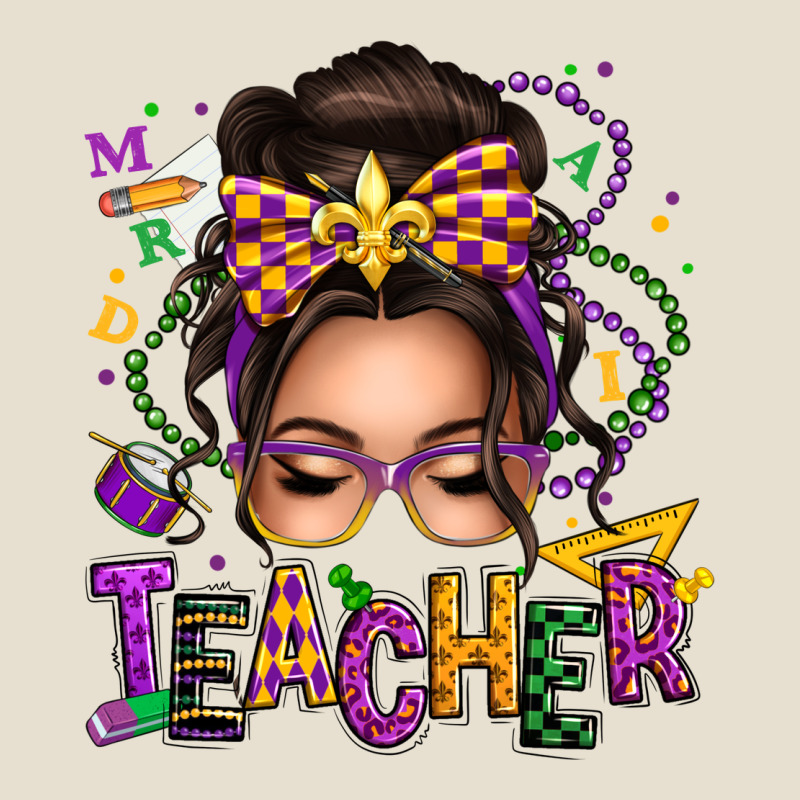 Mardi Gras Teacher Caucasian Messy Bun Urban Heavy Tee by texasbilliewilder | Teevron