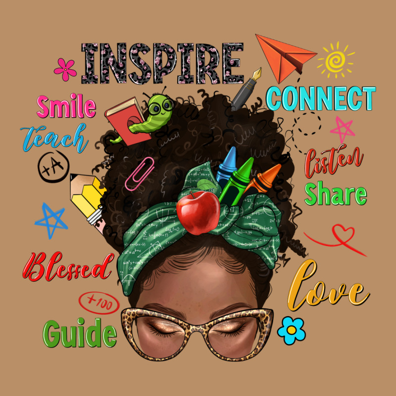 Afro Messy Bun Teach Inspire Love Teacher Blessed Vintage Hoodie by NancyCooperArtShop | Teevron