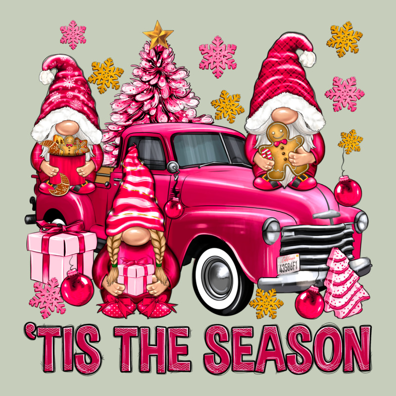 Tis' The Season Pink Christmas Gnomes Truck Ladies Tee by NancyCooperArtShop | Teevron