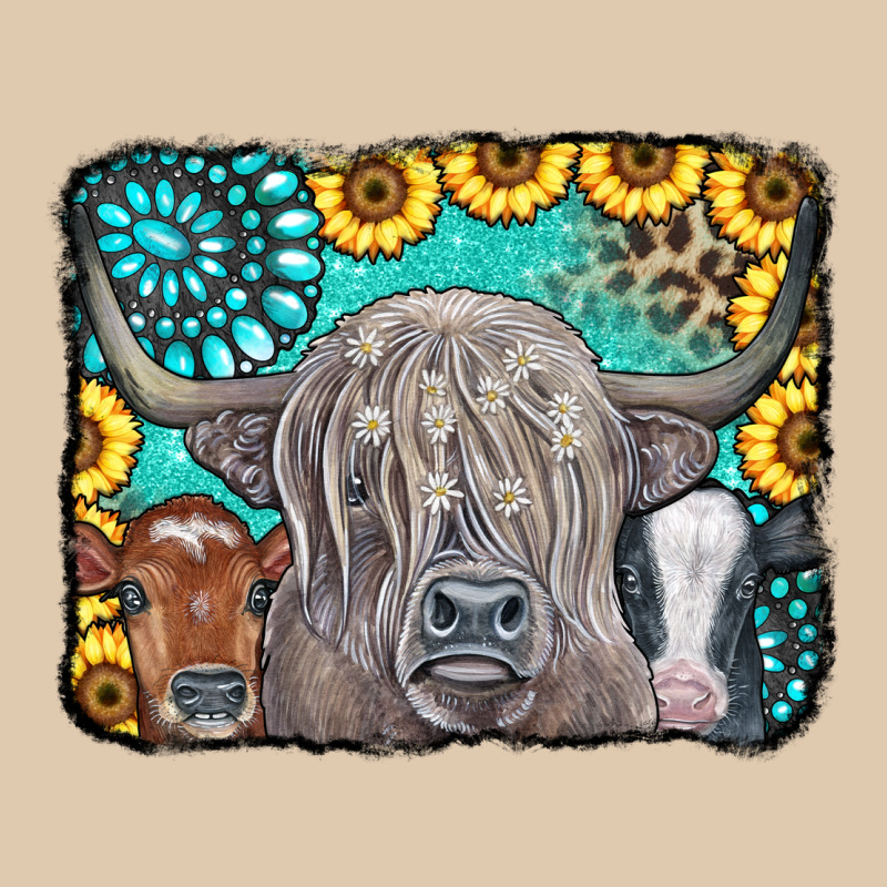 Cows Glitter Turquoise Leopard Sunflowers Heavyweight Sweatshirt by CowCowDesign | Teevron