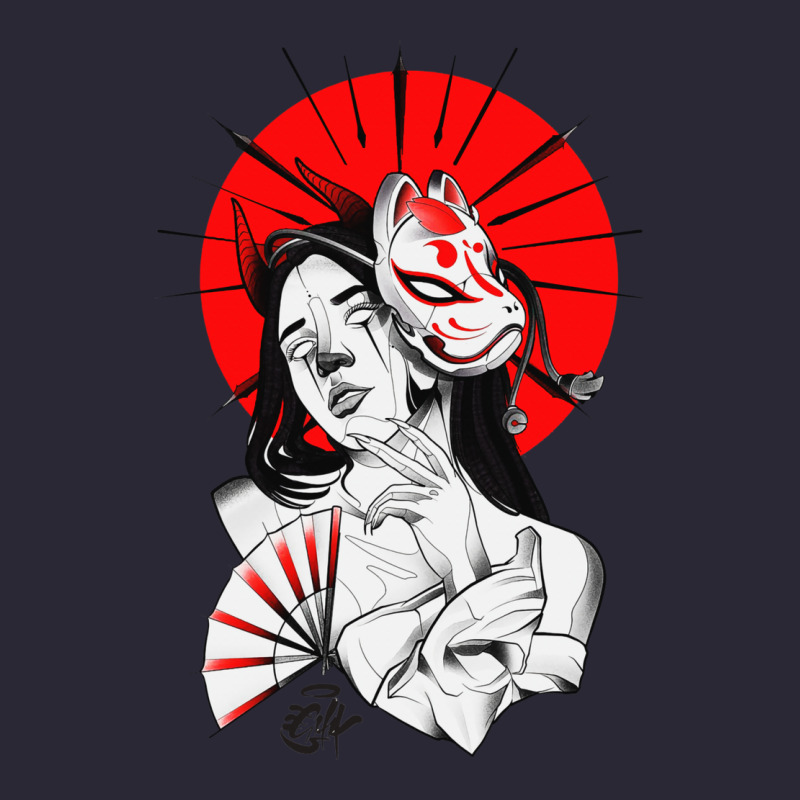 Japanese Geisha Samurai Fox Mask Red Sun Vintage Tee by tuanDangUi | Teevron