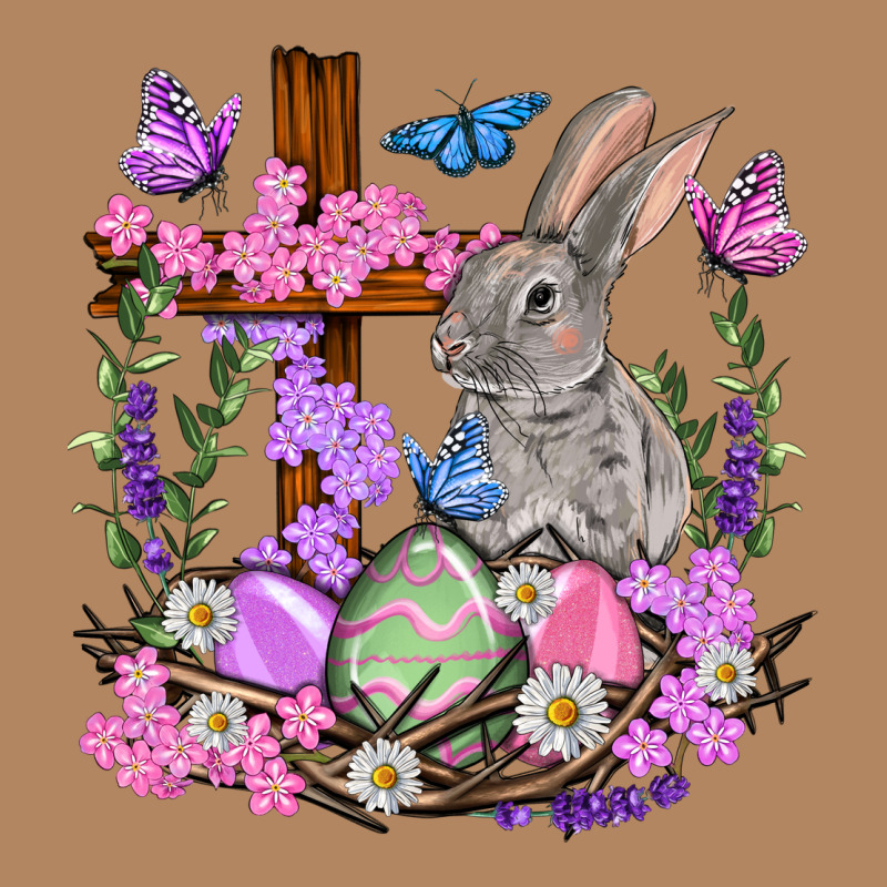 Easter Eggs And Bunny With Cross Easter Day Long Sleeve Tee by HowdyJamesFarm | Teevron