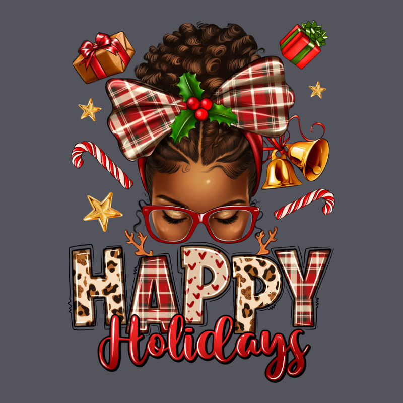 Happy Holidays Christmas Afro Messy Bun Vintage Hoodie by texasbilliewilder | Teevron