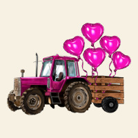 Valentines Day Pink Tractor With Pink Heart Balloo Vintage Tee | Teevron