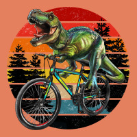 T Rex Dinosaur Riding Bicycle With Retro Forest Sunset Classic Tee | Teevron