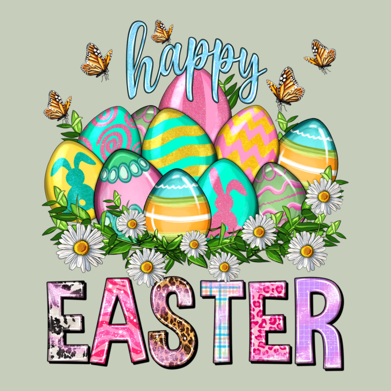 Happy Easter With Eggs Easter Day Long Sleeve Tee by HowdyJamesFarm | Teevron