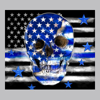 Police Flag Patriotic Skull Long Sleeve Tee | Teevron